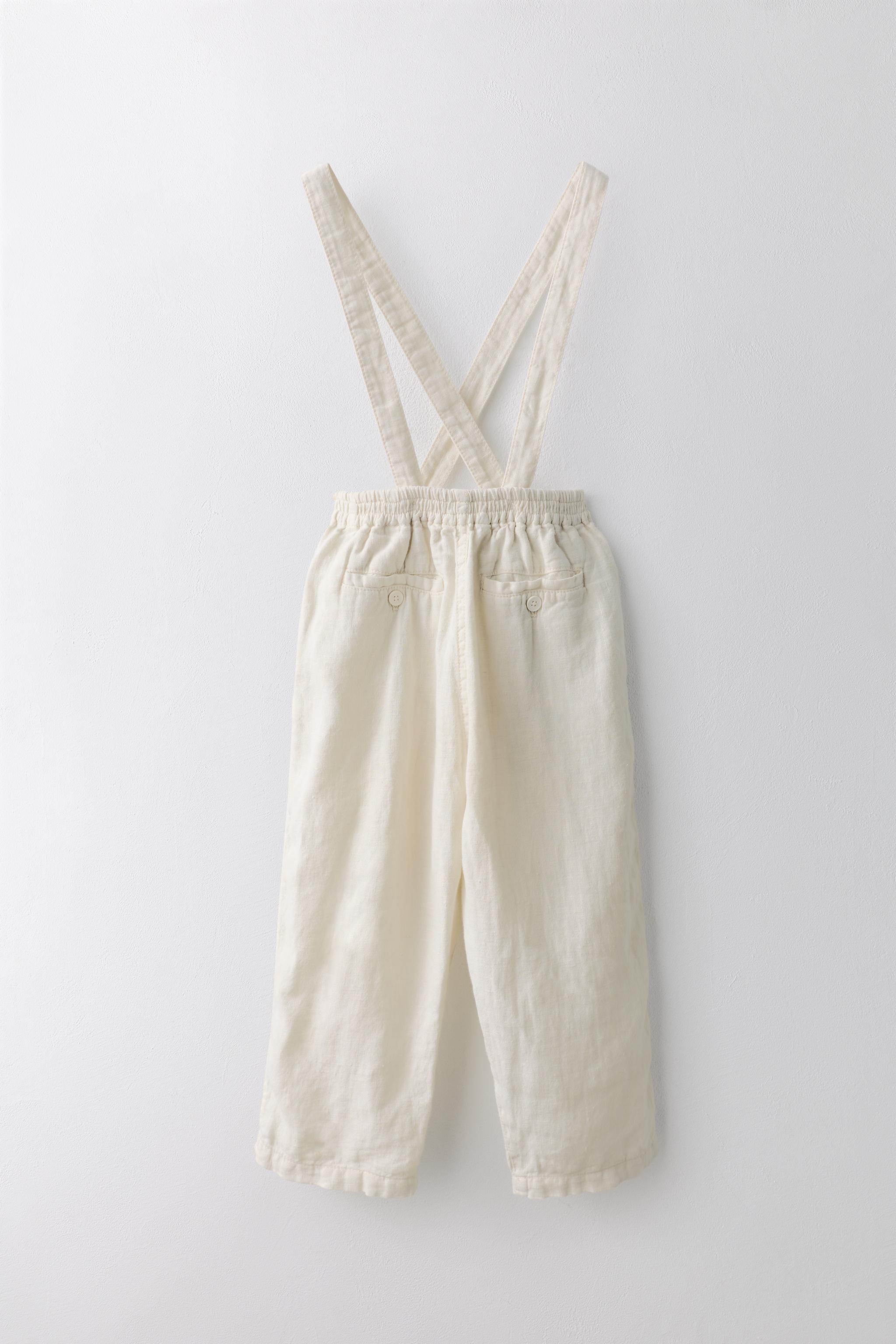 6-10 YEARS / 100% LINEN PANTS WITH REMOVABLE SUSPENDERS LIMITED EDITION